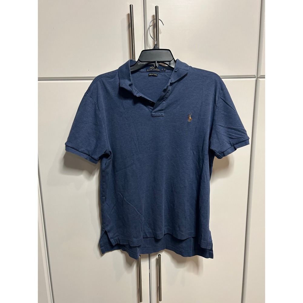 Polo Ralph‎ Lauren Mens Blue Pima Soft Touch Short Sleeve Polo Shirt Large